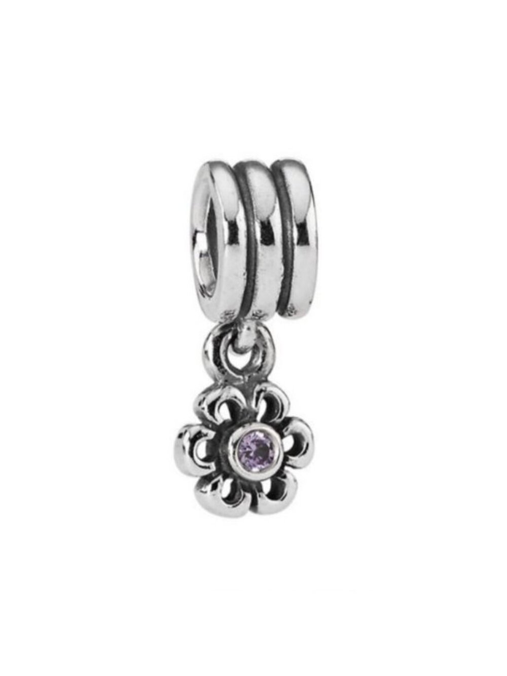 Pandora Sterling Silver Daisy Amethyst Charm 790196acz